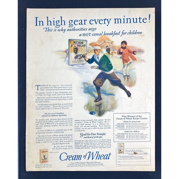 Cream of Wheat "Authorities Recommend HOT Cereal for children" Vtg Print Ad 1926 - Picture 3 of 3